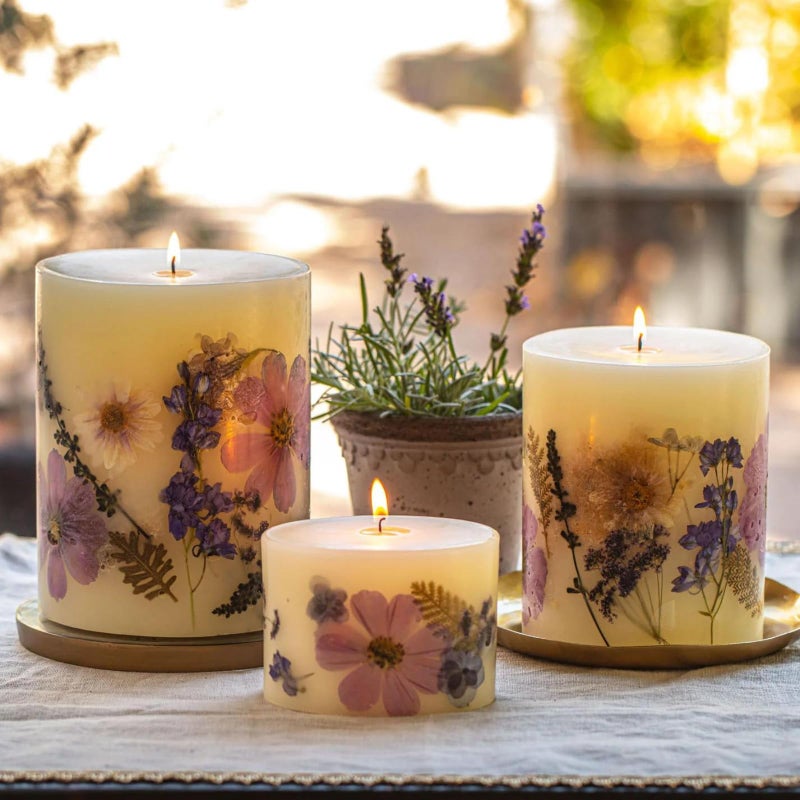 Rosy Rings Round Botanical Candle Roman Lavender - Aromatherapy Candles, Long Lasting Candles, Botanical Candles, Home Decor 6.5" 200 Hour Burn Time - Image 3